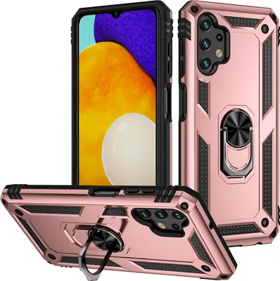 Produktbild von Galaxy A13 4G Hülle, Dual Layer Robust Militäre Schutzhülle mit Ringhalterung Ständer für Samsung Galaxy A13 4G Rosa