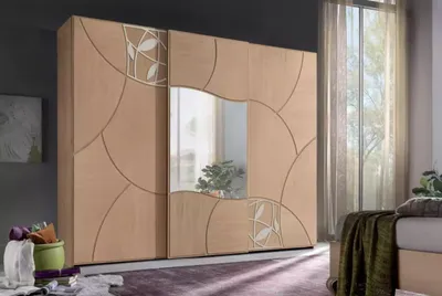 Image de Armoire à portes coulissantes Chambre à coucher Armoire murale en bois Miroir Nouveau