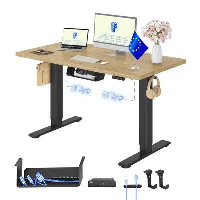 Obrázek produktu pro FLEXISPOT E1 Pro – elektricky výškově nastavitelný stůl pro EU, 120 x 80 cm, 25 mm deska z jednoho kusu, dvojitý motor, nosnost 120 kg, vzhled přírodního dubu