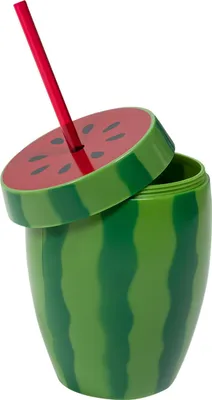 Produktbild von Becher Wassermelone mit Strohhalm