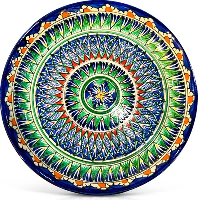 Produktbild von Lagan - Risсhtan, Keramik, Handarbeit, Muster MIX, Ø 37 cm Glasur Teller Handarbeit Oriental Usbekische
