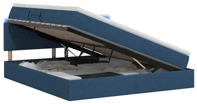 Produktbild von vidaXL LED-Speicherbett mit Matratze Blau 140 x 200 cm Stoff