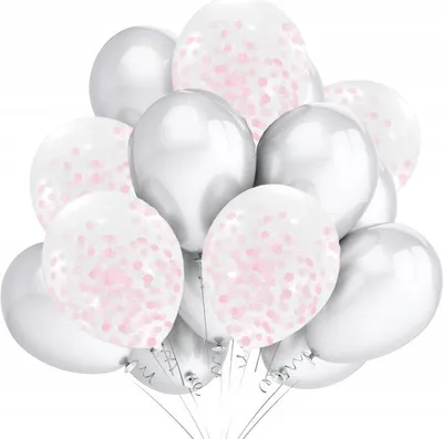 Produktbild von Set mit weißen und rosa Konfetti-Luftballons, 15 Stück.
