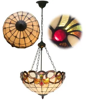 Image de Lustre de salon Tiffany Reversed en vitrail CASIOPEA Ø40 3*E27