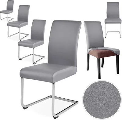 Produktbild von Famanu Stuhlhussen 6 Stück - Elastisch und Wasserabweisend - Universelle Hussen für Esszimmerstühle
