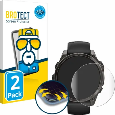 Produktbild von 2x BROTECT Fullscreen Schutzfolie für Garmin Fenix 8 / 8 Pro AMOLED (47 mm) Displayschutz Folie Fullcover Klar Transparent