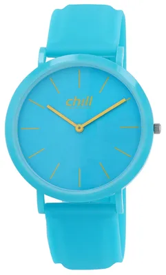 Produktbild von Blaue Damenuhr mit Silikonarmband, 41 mm, 3 ATM wasserdicht, Kunststoffgehäuse