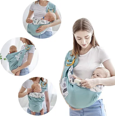 Produktbild von Babytragenschlinge, Baby haltend, vier Jahreszeiten multifunktionales, atmungsaktives Netz, Neugeborenen-Tragetasche, Grün
