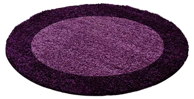 Produktbild von Carpetsale24 Hochflor Teppich Bordüre Design Modern Shaggy Teppich Wohnzimmer, Schlafzimmer Flauschig Weich, Grösse: 160 cm Rund