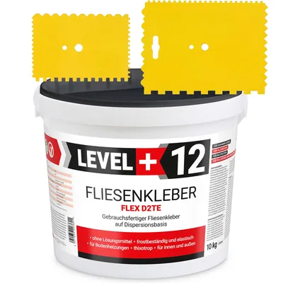 Produktbild von Dispersionkleber Fertig-Fliesenkleber 10KG Flexkleber Flexmörtel + 2St. Zahnspachtel L+12