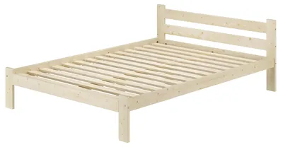 Produktbild von Doppelbett Gästebett 140x200 Fichte massiv unbehandelt mit wählbarem Zubehör V-60.60N-14Rollrost inkl.