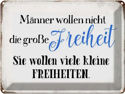 Produktbild von vianmo Blechschild 30x40 cm Männer wollen nicht Freiheit Spruch Zitat