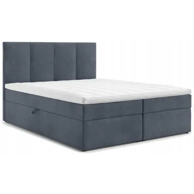 Produktbild von Boxspringbett 140x200 - Grau - mit Bettkästen - mit Bonell Matratze und Topper - Komplett-Set - Polsterbett