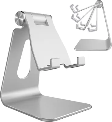 Imagen del producto de Soporte de teléfono ajustable, de aluminio, con inclinación de 270°, universal, para iPhone 17 a SE, para escritorio