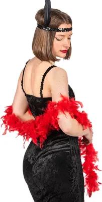 Produktbild von Showgirl Federboa Kostüm-Accessoire rot 200 cm 40 g - Einheitsgröße
