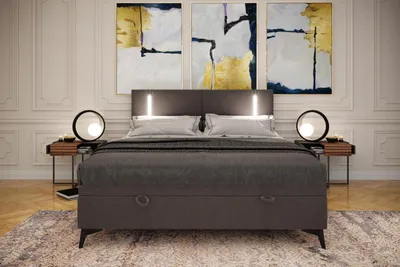 Produktbild von TRADA Hugo Boxspringbett 180x200 mit LED-Beleuchtung Grau