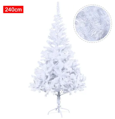Productafbeelding van QEENTOE Kunstkerstboom, 240 cm, kerstboom van wit PVC, kunstboom met metalen voet, kerstdecoratie voor binnenshuis