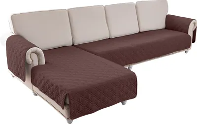 Produktbild von 2er Set Sofabezug L-Form Sofaschoner Universal Wasserdicht Reversibel Gesteppte Gepolsterter Sofaschutz Sofaüberwurf Möbelschutz, Größe: XL, Braun