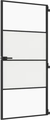 Image de vidaXL Porte intérieure mince noire 93x201,5 cm verre trempé & aluminium