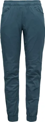 Trekkinghose "Notion Pants" von Black Diamond in dunklem Blau mit elastischem Bund und Taschen.