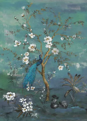 Produktbild von Sanders & Sanders Fototapete Pfau Blau 200 x 280 cm