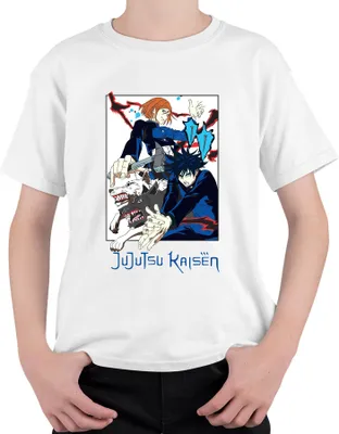 Produktbild von Jujutsu Kaisen Fushiguro Nobara Shikigami Hunde Anime Vintage Uni Kinder T-Shirt, Weiß, 128