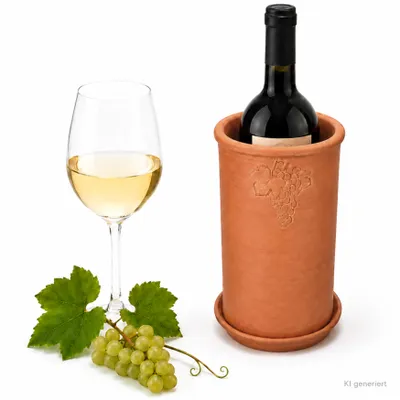 Produktbild von Weinkühler + Untersetzer Terrakotta Ø11,5cm Flaschenkühler Sekt Wasser