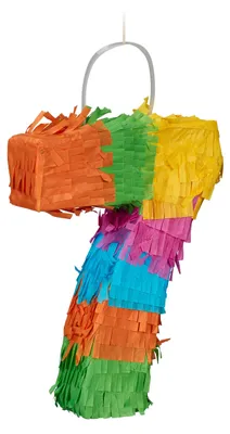 Mini Piñata Zahl 7, bunt, 21x16x4,5 cm, zum Befüllen