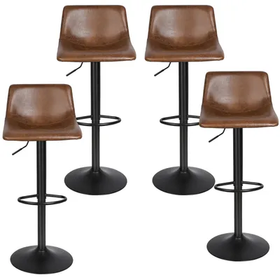 Produktbild von 4er Set Barhocker Tresenhocker 360° drehbar Gepolsterter Barstuhl mit Rückenlehne und Fußstütze Höhenverstellung