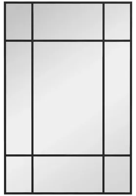 Immagine prodotto di Specchio da bagno - Specchio a parete rettangolare - Cornice in metallo - 90 x 60 cm - Da appendere - Nero