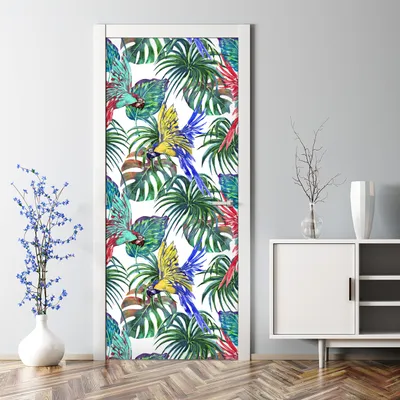Produktbild von Dekorative selbstklebend Klebefolie Türtapete Türaufkleber Aufkleber Papageien & Blätter 77 x 200 cm