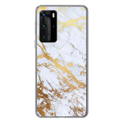 Produktbild von MuchoWow® Handyhülle Schutzhülle Hülle für Huawei P40 Pro Marmor - Gold - Weiß - Luxe - Marmoroptik - Glitzer Silikon Softcase Handy Hülle - Schutz