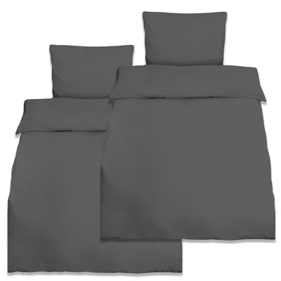 Produktbild von Beautissu 2er Set Renforcé Bettwäsche Set Julie, 135x200cm, 4tlg., Anthrazit