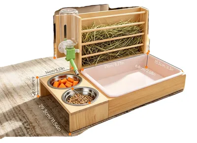 Productafbeelding van Hooi dispenser voor konijnen, kattenbak, ontwerp met meerdere bakken, GRIJS