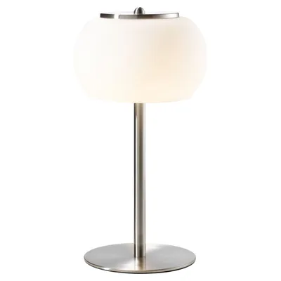 Produktbild von LED-Tischlampe - H 33 cm - Silbergrau - Weiß - Metall - Glas