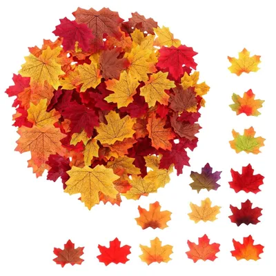 Productafbeelding van Set van 200 Kunststof Ahornbladeren voor Herfstdecoratie en Halloween