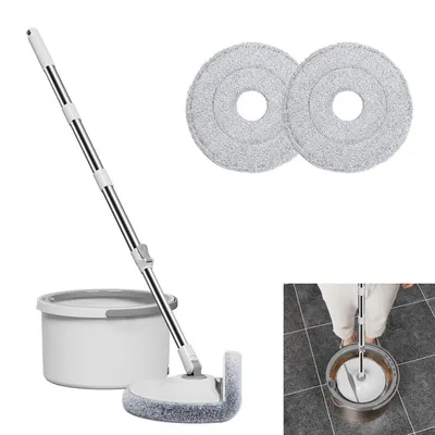 Produktbild von 360° Rotierende Wischmopp,Bodenwischer mit Trennsystem, 2 Mikrofaser Moppköpfe, Fliesenboden, ohne Hände waschen, einfach zu verwenden