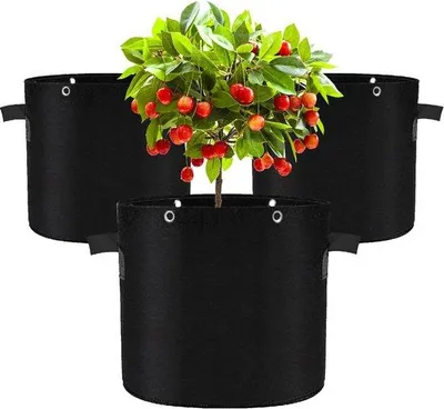 Produktbild von Famanu Pflanzsäcke Wiederverwendbar - 11 L - Vliesstoff mit Handgriffen - Für Kartoffeln, Tomaten, Gemüse und Blumen