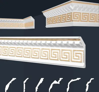 Produktbild von Marbet Deckenleisten gold Sparpaket aus Styropor EPS - Stuckleisten gemustert, im traditionellen Design - (2 Meter B-25 G) Stuckprofil Zierprofil Eckprofil