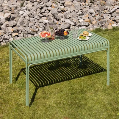 Produktbild von di volio Gartentisch MALIO - 130x80 cm, wetterfester Outdoor-Tisch aus Metall, matt grün