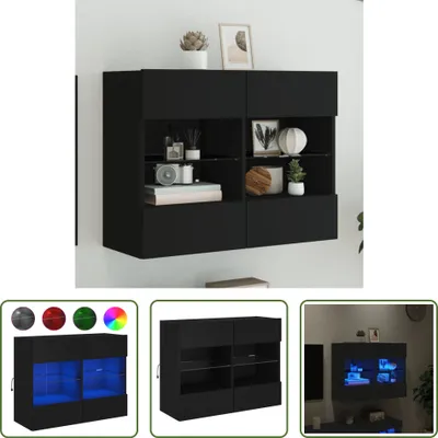 Produktbild von The Living Store TV-Wandschrank mit LED-Leuchten Schwarz 78,5x30x60,5 cm