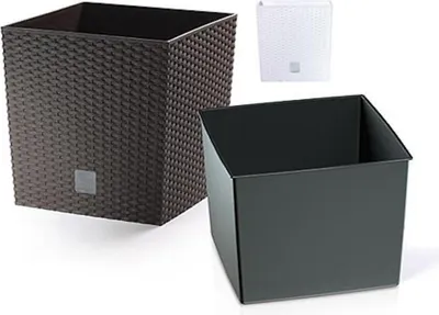 Produktbild von PROREGAL Blumentopf Rattan Quadrat 320x320x 325mm 32Lit Rato niedrig, braun