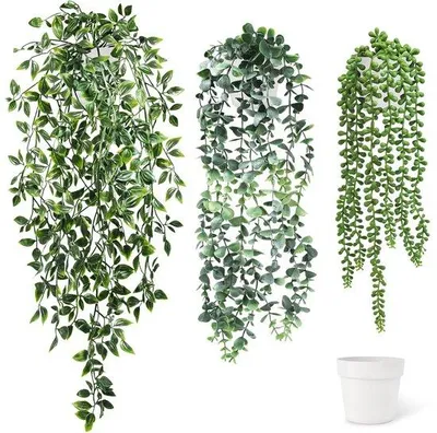 Obrázek produktu pro Umělé závěsné rostliny, sada 3 ks, 47–72 cm, plast, dekorace do interiéru i exteriéru
