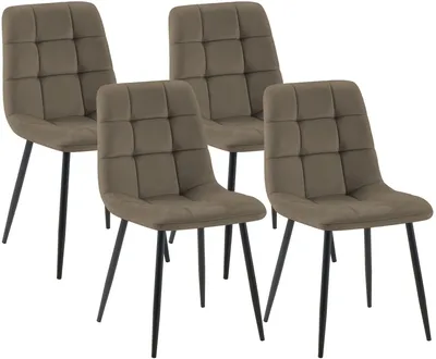 Produktbild von CLP 4er Set Esszimmerstuhl Tilde gepolstert mit Rückenlehne bis 150 kg belastbar taupe Material Samt, KI-generiertes Bild