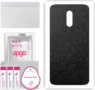 Produktbild von apgo Rückseite Schutzfolie, Skin, kompatibel mit OnePlus 7, Hinten Displayschutzfolie aus Vinylfolie, kratzfest, einfache Montage - Schwarze Honigwabe