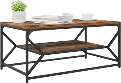 Zdjęcie produktu dla Stolik kawowy vidaXL z drewna postarzanego 90 x 50 x 40 cm, drewno i stal