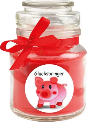 Produktbild von Duftkerze im Bonbonglas "Viel Glück", Duft: Rose ( Rot ), 120g - Brenndauer bis zu 30 Stunden