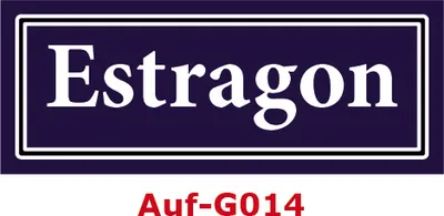 Produktbild von 2 Stück Gewürzaufkleber Estragon 40x16mm Gewürzetiketten Sticker Lebensmittel (Auf-G014)
