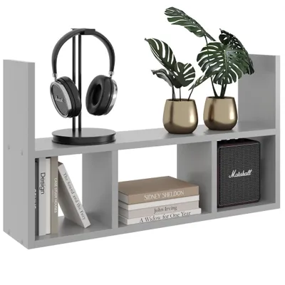 Produktbild von Wandregal Grau Hängeregal Modern Bücherregal Wohnzimmer Regal 2 Ebenen Offenes Wandboard 78,6 cm, minimalistisch