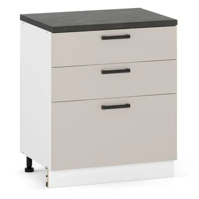 Produktbild von ULWEHOME 80 cm breiter freistehender Unterschrank für die Küche, 3 Schubladen, Farbe: Kaschmir | Küchenmöbel der Serie EKO